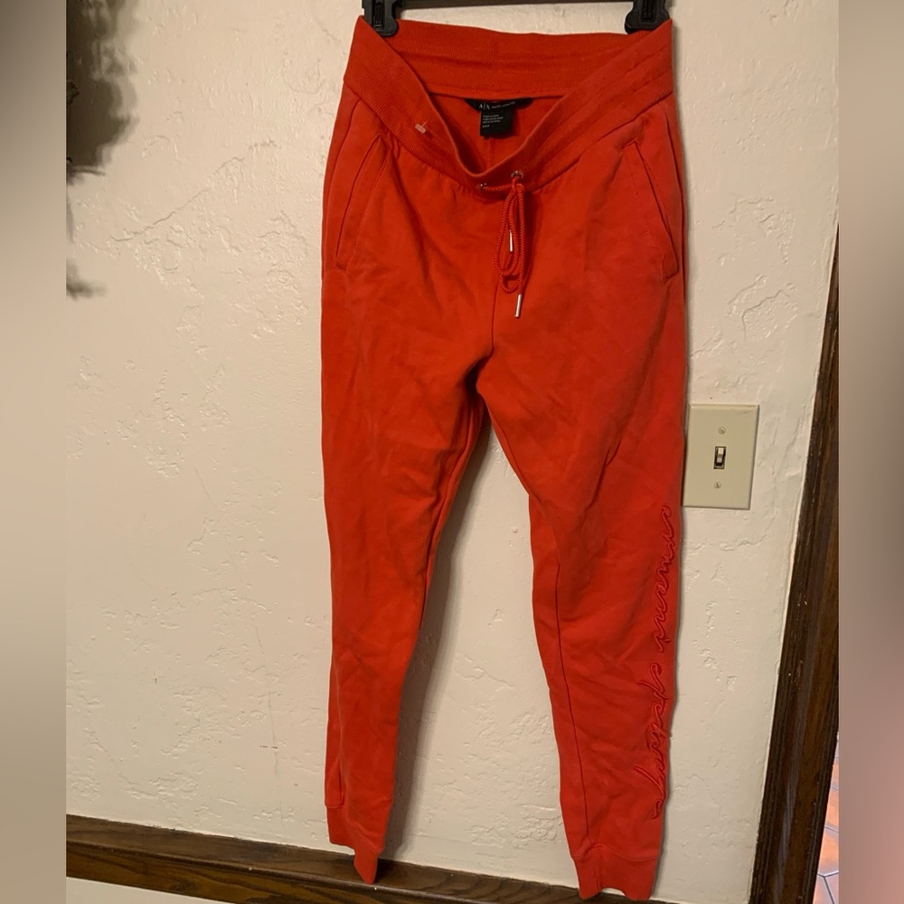 Armani Exchange Red/Orange Joggers/Sweatpants Size Small With Embroidery
